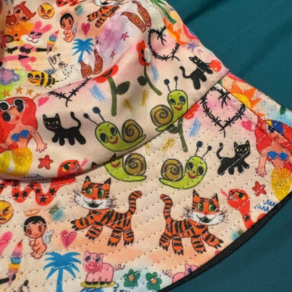 Pink Multicolor Printed Bucket Hat - Women - Picture 4 of 8
